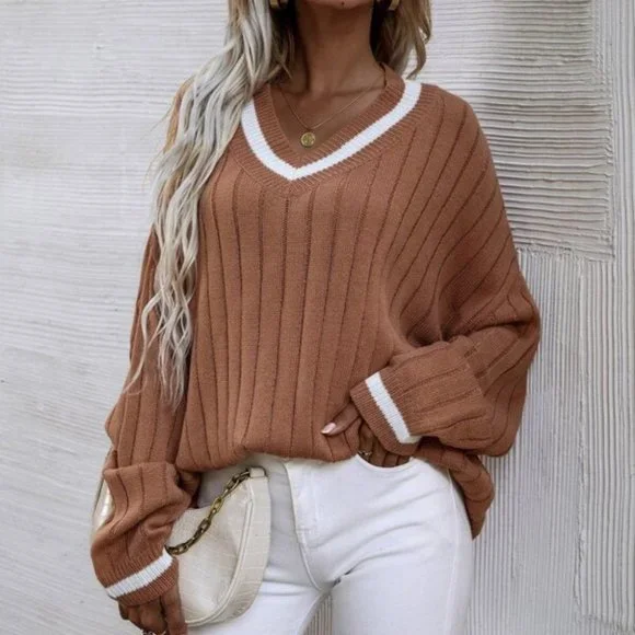 CHIC DOLLZ Contrast Trim Drop Shoulder Swe… - Picture 4 of 6